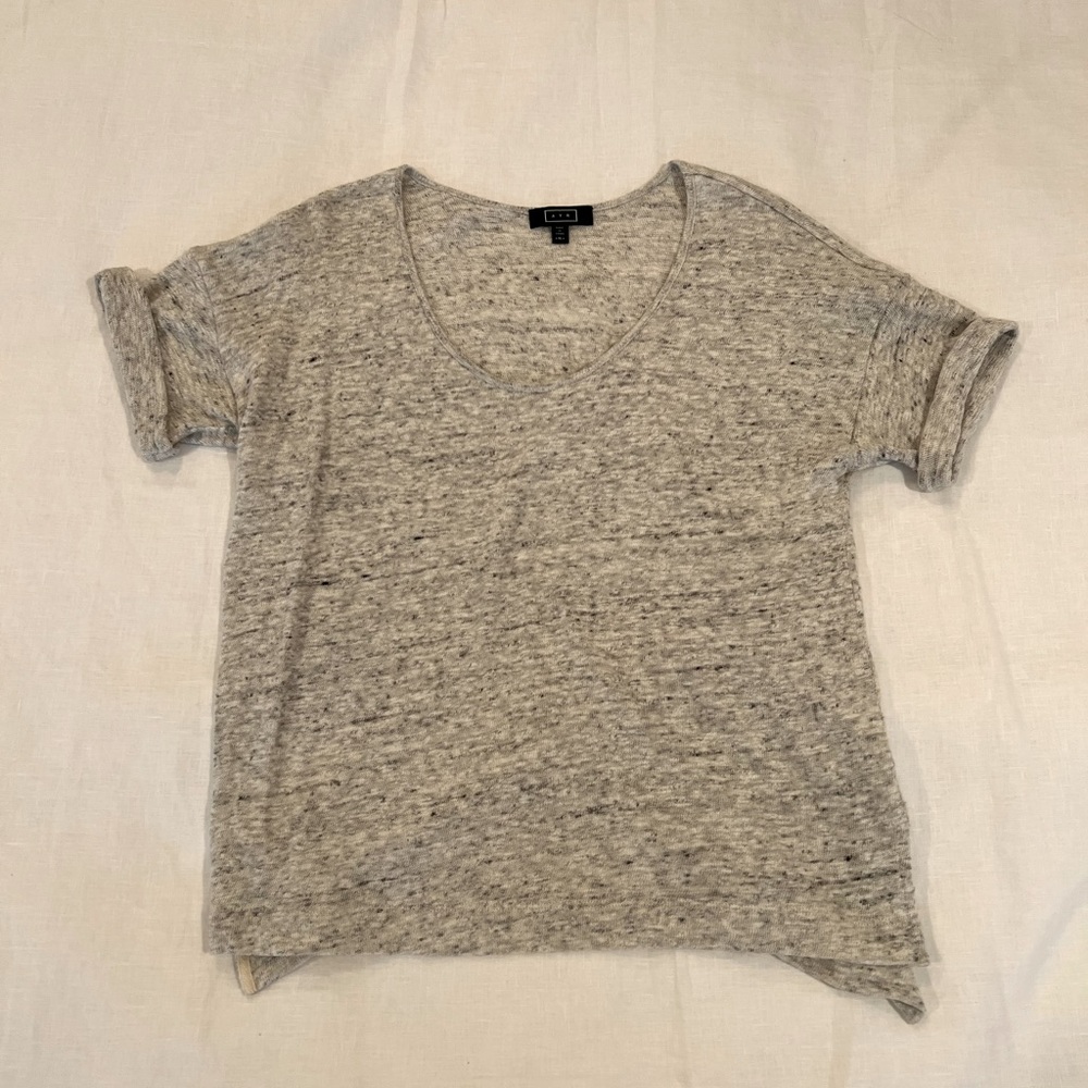AYR Scoop Neck Knit Tee in Heathered Grey Size Medium